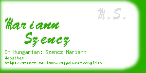 mariann szencz business card